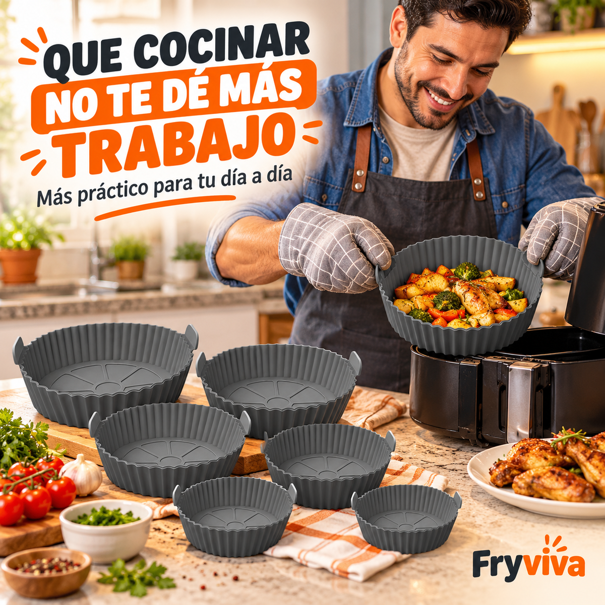 Set de 6 Moldes Antiadherentes para Air Fryer — Fryviva Clean
